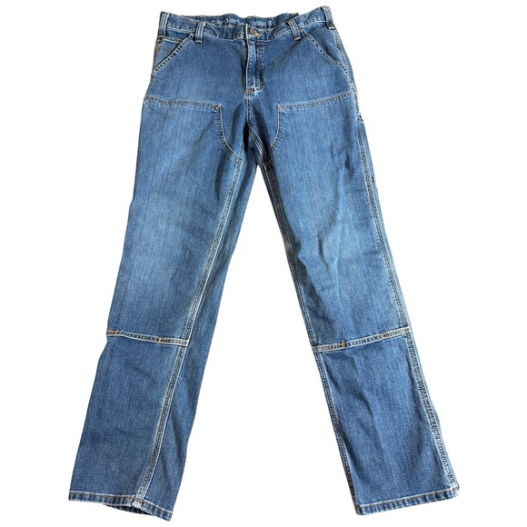 Carhartt Jeans Men's 34x32 Double Knee Rugged Flex Relaxed Distressed Work Denim - Picture 1 of 4